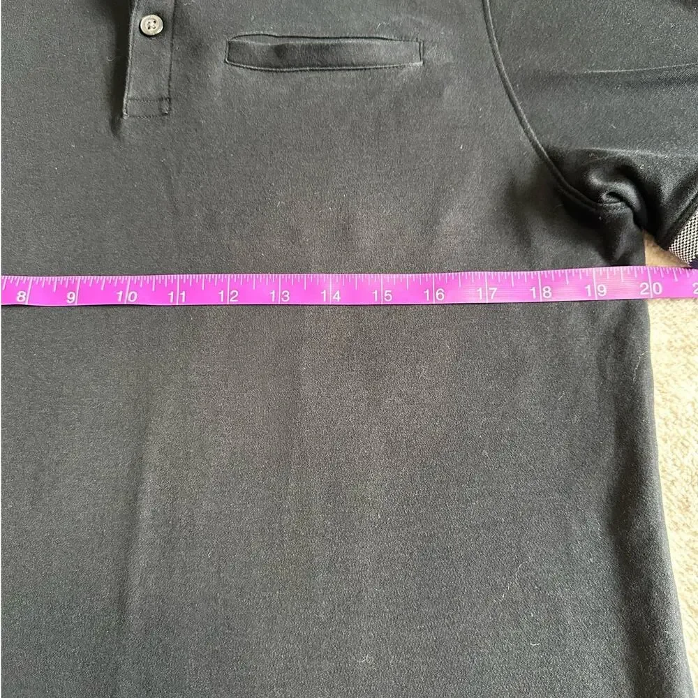 Banana Republic Mens Polo Shirt L Black Contrast Collar Business Casual Cotton